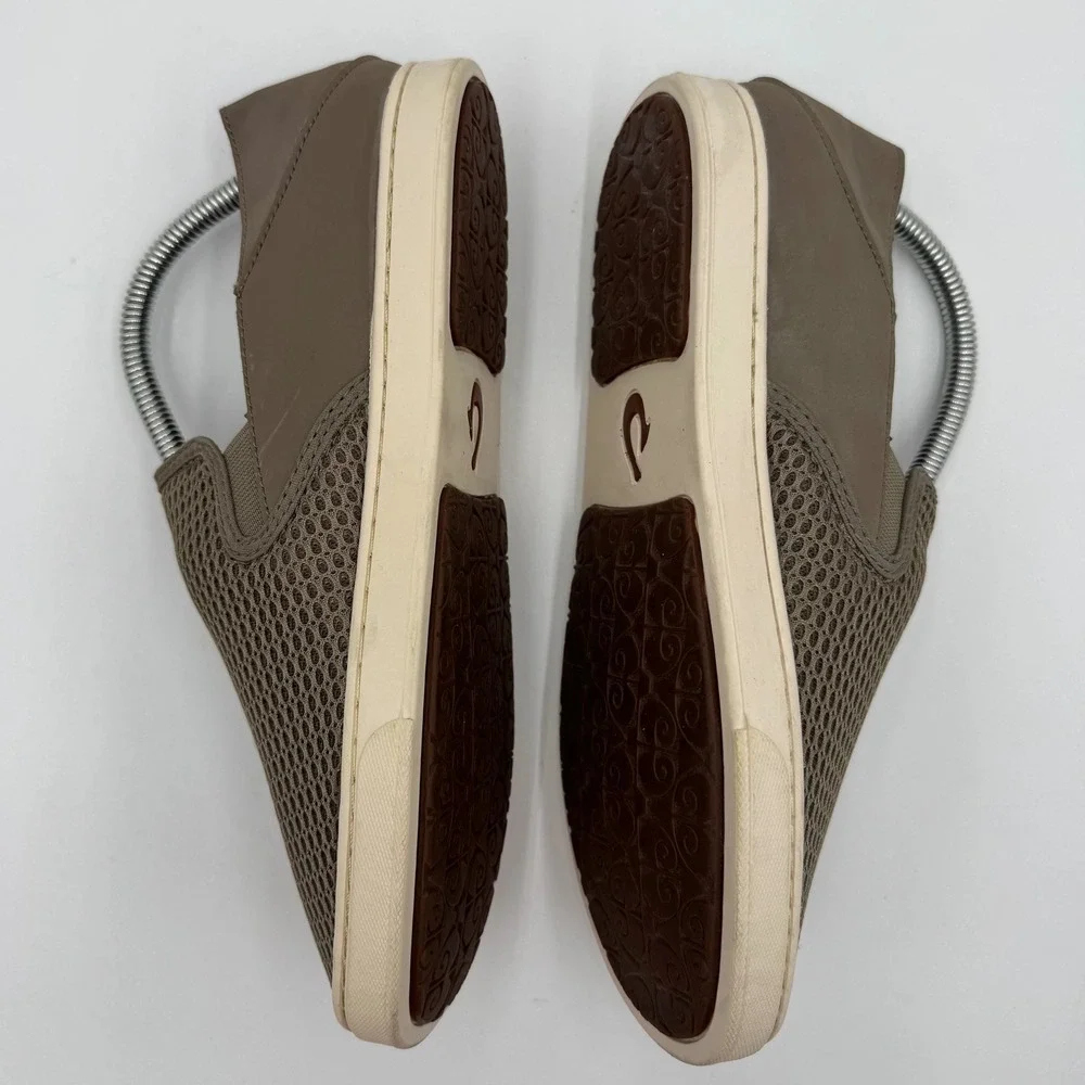 OluKai Pehuea Slip On Mesh Shoes Travel Casual Women 9 Olive Green Comfort Beach